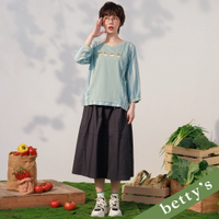 betty’s貝蒂思　蕾絲布腰帶打摺長裙(深綠)