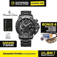 Jam Tangan Pria Alexandre Christie AC 9205 MCB Stainless Steel Strap Full Black