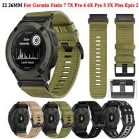 22 26mm Nylon QuickFit Watch Band Straps For Garmin Instinct 2X Solar Smart Wrist Bracelet Fenix 7 7X 6 6X 5 5X Watchband Correa