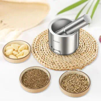 Mortar and Pestle with Cover Hardwearing Multifunction Portable Spice Grinding Set for Pepper Fresh Mustard Nuts Spice