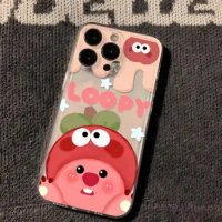 Kawaii Strawberry loopy Apple iPhone case Anime Cartoon iPhone15Pro 14PorMax /12 Transparent case drop-proof phone case