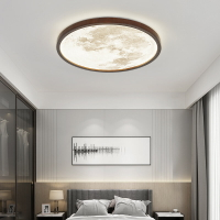 日式客廳吸頂燈創意個性原木星空月球燈ins網紅溫馨房間臥室燈具