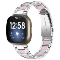 Diamond Strap for Fitbit Versa 4 3 Sense 2 band Smartwatch Accessories Resin Stainless Steel Metal Bracelet Fitbit Versa 3 Strap