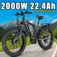 Electric Bicycle Mountain Snow Electric Bike 2000W Dual Motor 48V22.4Ah 26*4.0 Inch Fat Tire Full Suspension Mtb Off-road E-bike