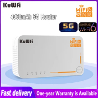 KuWfi 5G Wireless Router Wifi 6 4G LTE Router Hotspot Dual Band 2.4Ghz&amp;5.8Ghz With SIM Card Slot LAN Port 4000mAh Battery