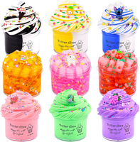 9 Pack Slime Kit with 3 Jelly Cube Crunchy Slime and 6 Butter Slime Orange Blue Pink Clear Crunchy S