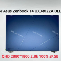 Original 14" For Asus Zenbook 14 UX3402 UX3402ZA OLED LCD Screen QHD 2880*1800 100% sRGB Touch LCD screen assembly Upper half