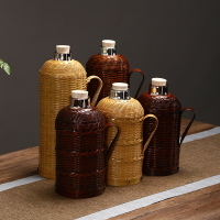 手工竹編暖瓶熱水瓶傳統復古家用老式開水壺保溫瓶玻璃膽懷舊水壺