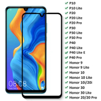 9D Tempered Glass For Honor 10i 20i 20S 9 10 30 Lite Protective Glass Huawei P10 P20 Lite P30 P40 Pro Screen Safety Film