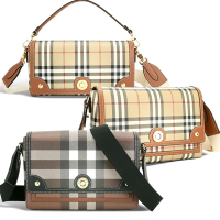BURBERRY Note [專櫃$59000] 巴寶莉格紋塗層牛皮翻蓋包-3款可選