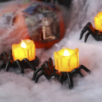 1 PCS Halloween Tea Lights Candles Flameless LED Battery Operated Halloween, Spider Fake Candles for Halloween Party Decorations