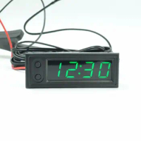 Adjustable Car Temperature Clock 12v 3 In 1 Thermometers Voltmeter Gauge Electronic Clock Led Digital Display Lcd Screen