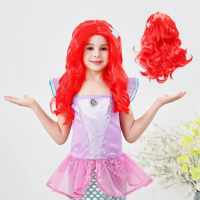 【橘魔法】美人魚造型假髮(紅色假髮 萬聖節 假髮 髮飾 人魚公主 cosplay 派對 舞台 表演 道具 女童 童裝)