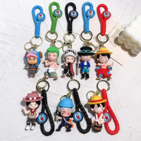 Anime One Piece Keychain Accessories Figure Roronoa Zoro Luffy Keyring Pvc Action Collection Model Toys Kids Birthday Gift