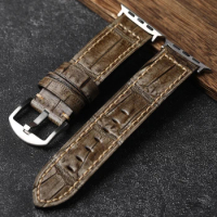 Handmade Head Layer Cowhide Leather Watchband Gray Suitable For iwatch Apple Watch s8/S7 49MM 45MM 44MM Rubbed Color Aged Men