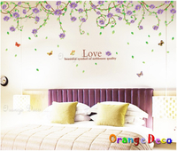 壁貼【橘果設計】紫色花藤 DIY組合壁貼 牆貼 壁紙 壁貼 室內設計 裝潢 壁貼