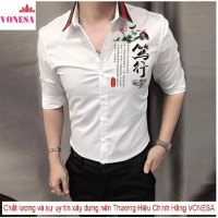 [HCM]Áo Sơ Mi Nam Viền Cổ GC Họa Tiết Cao Cấp  Hàng Shop   vonesa