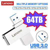 Lenovo USB 3.0 Flash Drive 64TB ไดรฟ์ปากกาความเร็วสูง2TB 1TB 4TB 8TB Memory Stick 16TB 32TB Usb Pendrive โลหะแฟลชดิสก์สำหรับ PC