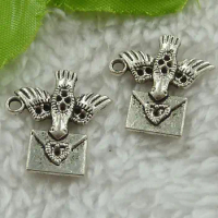 200 PCS Antique Silver Alloy Homing Pigeon Charms Pendant 21x20MM DIY Accessory #3387