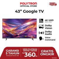 Polytron 43\ Google TV 4K UHD 3840 x 2160 Dolby Vision & Audio Voice Command Garansi 5 Tahun Gratis 