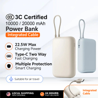 [CCC Certified] XlAOMl Power Bank 10000 / 20000 mAh (Integrated Cable) | 22.5W Max Power | USB-C Two