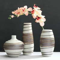 【JEN】日式手工復古跳刀紋陶瓷花瓶花器居家裝飾桌面擺飾(3款可選)