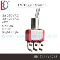 1MD1T1B4M6QES DPDT 6P2 2NO Right angle terminals toggle switch Q11 Dailywell 5A120VAC Flat bushing