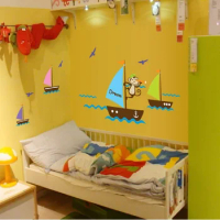 Monkey look dream sailing on the sea wall decal zooyoo7043 decorative PVC stickers wall sticker 4.0