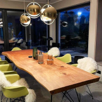 【免運】可開發票 泡茶桌實木大板日式簡約餐桌現代茶桌自然邊原木辦公桌書桌木板