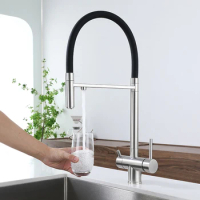 Two In One Kitchen Sink Faucet With Drinking Water Faucet Sus304 Double Handle Sink Faucet Mixers 3 Ways Basin Kitchen Taps