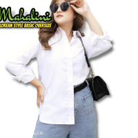 BAJU KEMEJA WANITA PUTIH OVERSIZE KOREAN STYLE TUNIK ATASAN BLUS POLOS BIG TRENDING FYP TERBARU 2023