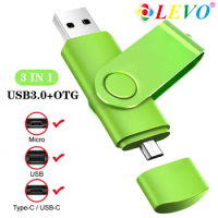 New OTG USB Flash Drive 3 in 1 USB3.0 &amp; Type-C &amp; Micro USB Pen Drive 256GB 128GB 64GB 32GB USB Stick Pendrives