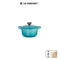 【Le Creuset】琺瑯鑄鐵鍋圓鍋 16cm(加勒比海藍-電木頭-內鍋白)