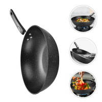 Flat Bottom Wok Dish Pan Fry Pans Kitchen Gadget Woks for Electric Stove Deep Frying