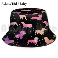 Dachshund Watercolor Bucket Hat Adult kid baby Beach Sun Hats Dachshund Weiner Dog Dachshund For Women Dachshund For Kids