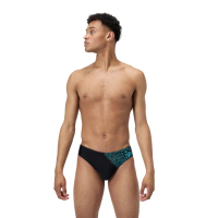 【SPEEDO】男 運動三角泳褲 Medley Logo(黑/皮克頓藍)