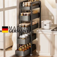 德國廚房門後夾縫置物架雪櫃側邊縫抽拉籃縫隙收納櫃衛生間小推車