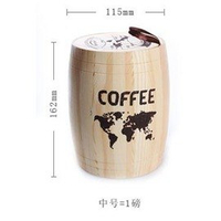 【圓形咖啡木桶-中號1磅-香木-直徑11.5*高16.2cm-1套/組】咖啡豆密封罐 咖啡粉儲存罐 香木桶 吧台裝飾品-7501010