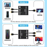 HDMI Switch 2 Ports Bi-directional 1x2 / 2x1 HDMI Switcher HD 3D 2 in 1 Out 1 in 2 Tv Accessories