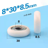 1PC 608 ZZ 8*30*8.5mm POM nilon pusingan jenis Roller Wheel Pom Diblict 608zz Bearing Pulley Roda