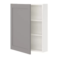 ENHET 壁櫃組合, 白色/灰色 框架, 60x17x75 公分