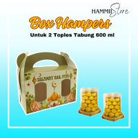 Hammii - Box Hampers Lebaran untuk 2 Toples Tabung 600ml Bahan Ivory Tebal