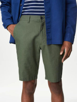 กางเกงชิโน่ขาสั้นผู้ชาย Linen Rich สี S7_Moss Green
