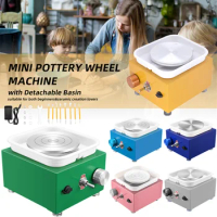 Mini Pottery Wheel Machine DIY Clay Tools 10CM Turntable+Sculpting Kit, Ceramic Pottery Forming Working Electric Pottery Machine