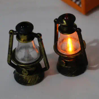 1:12 Scale Retro Mini Kerosene Lantern Miniature Oil Lamp DIY Decor Accessories Scene Ornaments Pretend Play Kids Toy