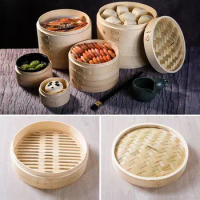 Bamboo Steamer Basket with Lid Dumpling Steamer Basket Chinese Steamer Basket Bamboo Steamer for Cooking Bao Buns Steam Basket
