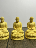 黃楊木雕坐蓮阿彌陀佛像藥師佛釋迦牟尼佛三寶佛如來佛祖裝飾擺件