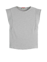 เสื้อยืดผู้หญิง แขนกุด Boat Neck สี Light Grey Melange