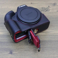 Genuine Leather Bottom Case for Canon EOS R50 Half Camera Body Cover 1/4 Screw Base PU Camera Cover for Canon EOS R50 Accessory