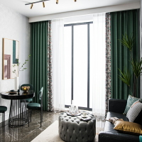 窗簾遮光臥室北歐簡約現代客廳高檔大氣輕奢美式撞色拼色保暖防風